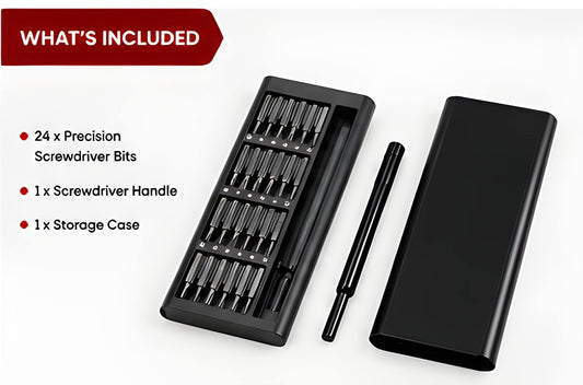 Compact precision screwdriver set with organized storage case