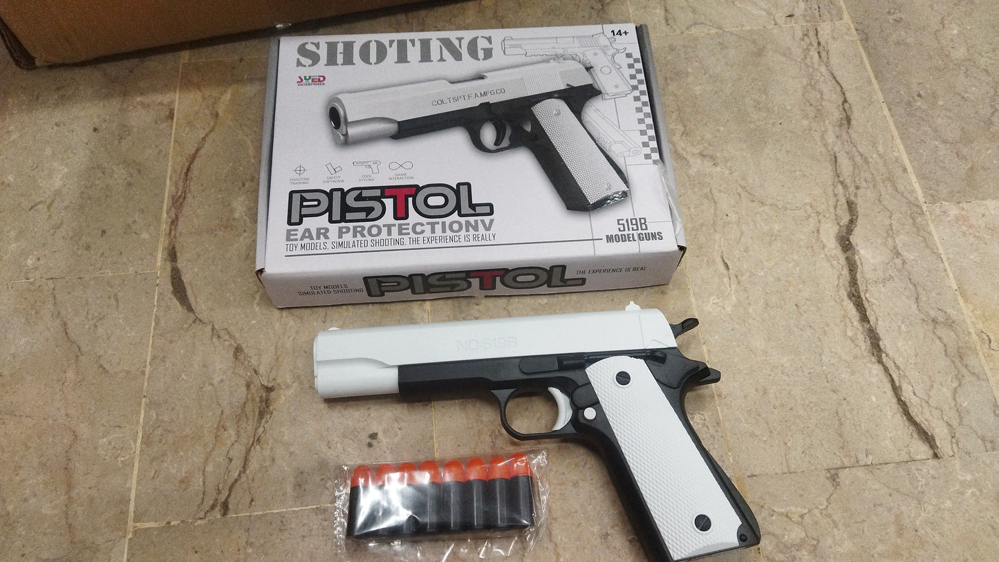 Toy Model Pistol 519B with Soft Foam Bullets – Outdoor Shooting Game Toy