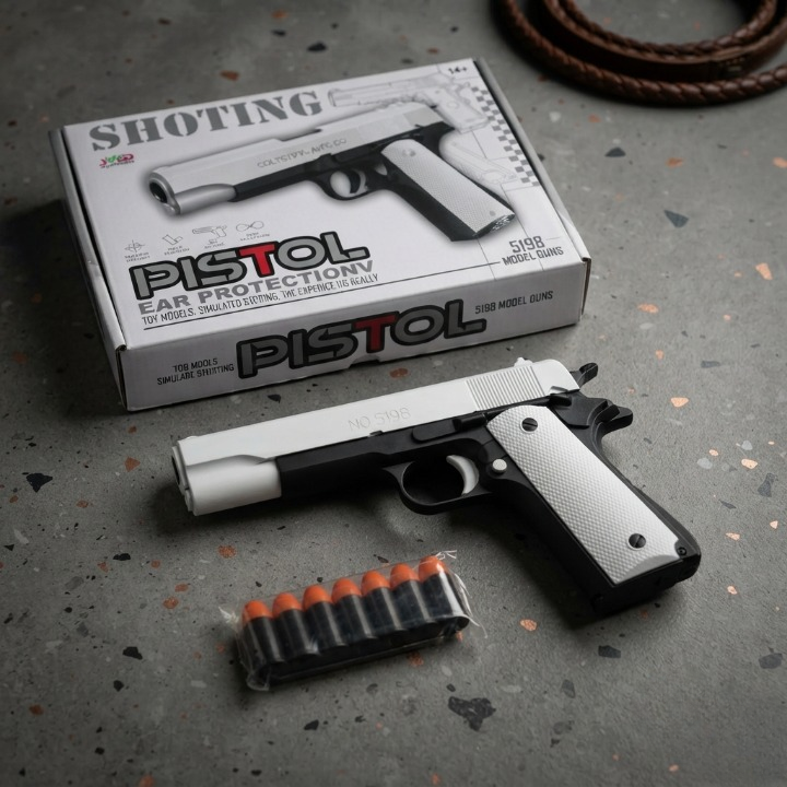 Toy Model Pistol 519B with Soft Foam Bullets – Outdoor Shooting Game Toy