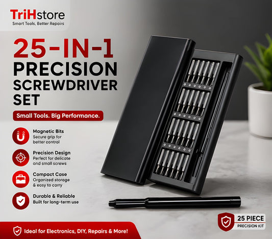25-in-1 precision screwdriver repair kit with interchangeable bits